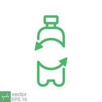 recycler Plastique bouteille icône. Facile contour style. vert, cercle flèche, santé nature, BIO, environnement concept. ligne vecteur illustration isolé sur blanc Contexte. eps dix.