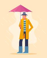 Garçon, tenue, parapluie, illustration vecteur