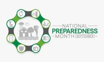 nationale préparation mois npm est observé chaque année dans septembre à élever conscience à propos le importance de en train de préparer pour désastres et les urgences cette pourrait se produire à tout temps. vecteur art