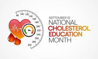 nationale cholestérol éducation mois est observé chaque année pendant septembre, à élever conscience à propos cardiovasculaire maladie, cholestérol, et accident vasculaire cérébral. vecteur illustration