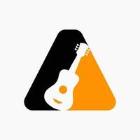 lettre une guitare logo. guitariste logo concept avec guitare icône. Festival et la musique symbole vecteur