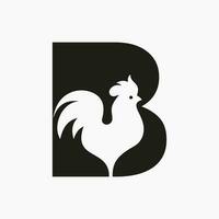 lettre b la volaille logo avec poule symbole. poulet logo, coq soupir vecteur modèle