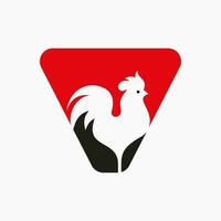 lettre v la volaille logo avec poule symbole. poulet logo, coq soupir vecteur modèle