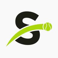 tennis logo sur lettre s avec en mouvement tennis Balle icône. tennis logo modèle vecteur
