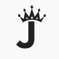 couronne logo sur lettre j luxe symbole. couronne logotype modèle vecteur