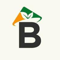 agriculture logo sur lettre b concept avec agriculteur chapeau icône. agriculture logotype modèle vecteur