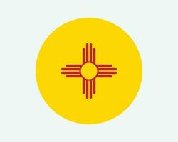 Nouveau Mexique Etats-Unis rond Etat drapeau. nm, nous cercle drapeau. Etat de Nouveau Mexique, uni États de Amérique circulaire forme bouton bannière. eps vecteur illustration.