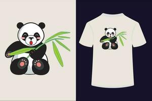 noir et blanc mignonne Panda T-shirt conception. vecteur