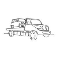 un continu ligne dessin de un camion comme terre véhicule avec blanc Contexte. terre transport conception dans Facile linéaire style. non coloration véhicule conception concept vecteur illustration