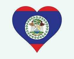 Belize cœur drapeau. bélizien l'amour forme pays nation nationale drapeau. b'zean bannière icône signe symbole. eps vecteur illustration.