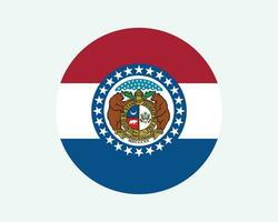 Missouri Etats-Unis rond Etat drapeau. mois, nous cercle drapeau. Etat de Missouri, uni États de Amérique circulaire forme bouton bannière. eps vecteur illustration.