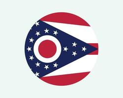 Ohio Etats-Unis rond Etat drapeau. Oh, nous cercle drapeau. Etat de Ohio, uni États de Amérique circulaire forme bouton bannière. eps vecteur illustration.