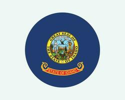 Idaho Etats-Unis rond Etat drapeau. identifiant, nous cercle drapeau. Etat de Idaho, uni États de Amérique circulaire forme bouton bannière. eps vecteur illustration.