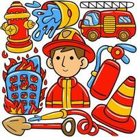 sapeur pompier kawaii griffonnage vecteur illustration