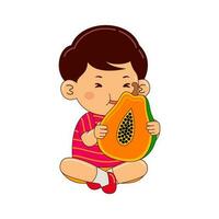 des gamins en mangeant fruit vecteur illustration