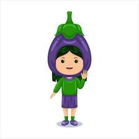 fille des gamins aubergine personnage costume vecteur