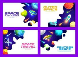 espace atterrissage pages, galaxie planètes, vaisseau spatial vecteur