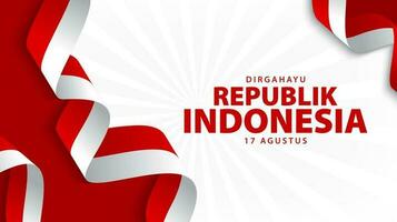 l'indonésie indépendance fête, août 17ème. Indonésie indépendance journée avec rouge et blanc ruban décoration. vecteur illustration