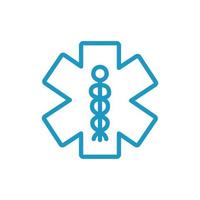 icône de ligne de symbole médical caducée vecteur