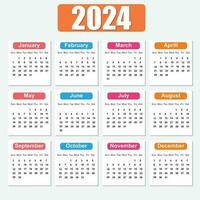 calendrier modèle pour 2024 Facile minimaliste classique style vecteur