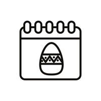 calendrier avec style de ligne peinte aux œufs de pâques vecteur
