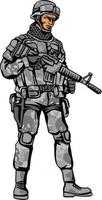 soldat en tenue de camouflage avec une arme à feu vecteur