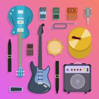 Instruments de musique rock plat Knolling Vector Illustration