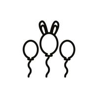 ballons hélium avec des oreilles de lapin icône de style de ligne de pâques vecteur
