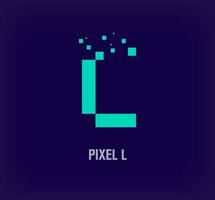 Créatif pixel lettre l logo. unique numérique pixel art et pixel explosion modèle. vecteur