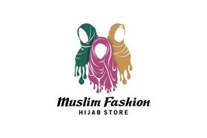 musulman mode hijab logo conception, magnifique foulards pour le mode de vie de musulman femmes vecteur