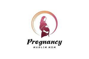 grossesse logo conception, magnifique Enceinte musulman femme logo vecteur illustration