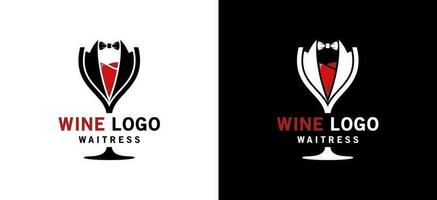 du vin verre et arc attacher logo conception pour boisson serveur logo vecteur