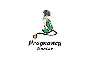 grossesse logo conception, Enceinte femme médecin logo vecteur illustration Créatif concept