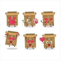 carton boîte dessin animé personnage avec l'amour mignonne émoticône vecteur