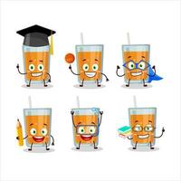 école étudiant de Orange jus dessin animé personnage avec divers expressions vecteur