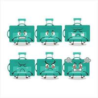 mini bagages dessin animé personnage avec divers en colère expressions vecteur