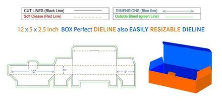 masque boîte 12x5x2.5 pouce dieline modèle vecteur