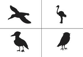plat conception oiseau silhouette ensemble ,oiseau, noir icône, oiseau art ,oiseau tatouage, vecteur