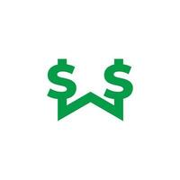 lettre w vert argent dollar conception symbole logo vecteur