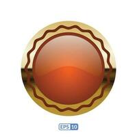 3d or Cadre luxe Profond Orange badge. vecteur