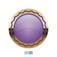 3d or Cadre luxe Profond violet badge. vecteur