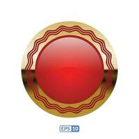 3d or Cadre luxe rouge cercle badge. vecteur