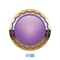 3d or Cadre luxe violet badge. vecteur