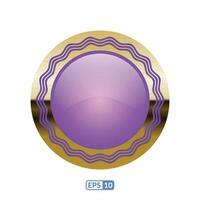 3d or Cadre luxe violet cercle badge, étiqueter. vecteur