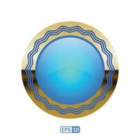 3d or Cadre luxe Royal bleu cercle badge. vecteur