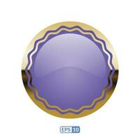 3d or Cadre luxe violet bouton, badge. vecteur