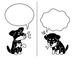 vecteur dessin animé personnage mignonne allemand chasse terrier chien exprimer différent émotions avec discours bulles