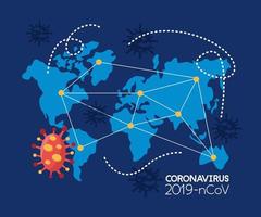 planète terre mondiale avec particule covid 19 vecteur