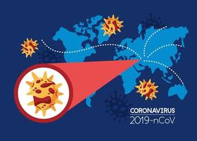 planète terre mondiale avec particule covid 19 vecteur