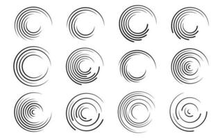 ensemble de noir la vitesse lignes dans cercle former. géométrique art. conception élément pour cadre, logo, tatouage, la toile pages, impressions, affiches, modèle, abstrait vecteur Contexte.